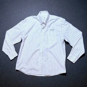 Cutter & Buck TCU Button Down Shirt Mens White Purple Windowpane Embroidered L